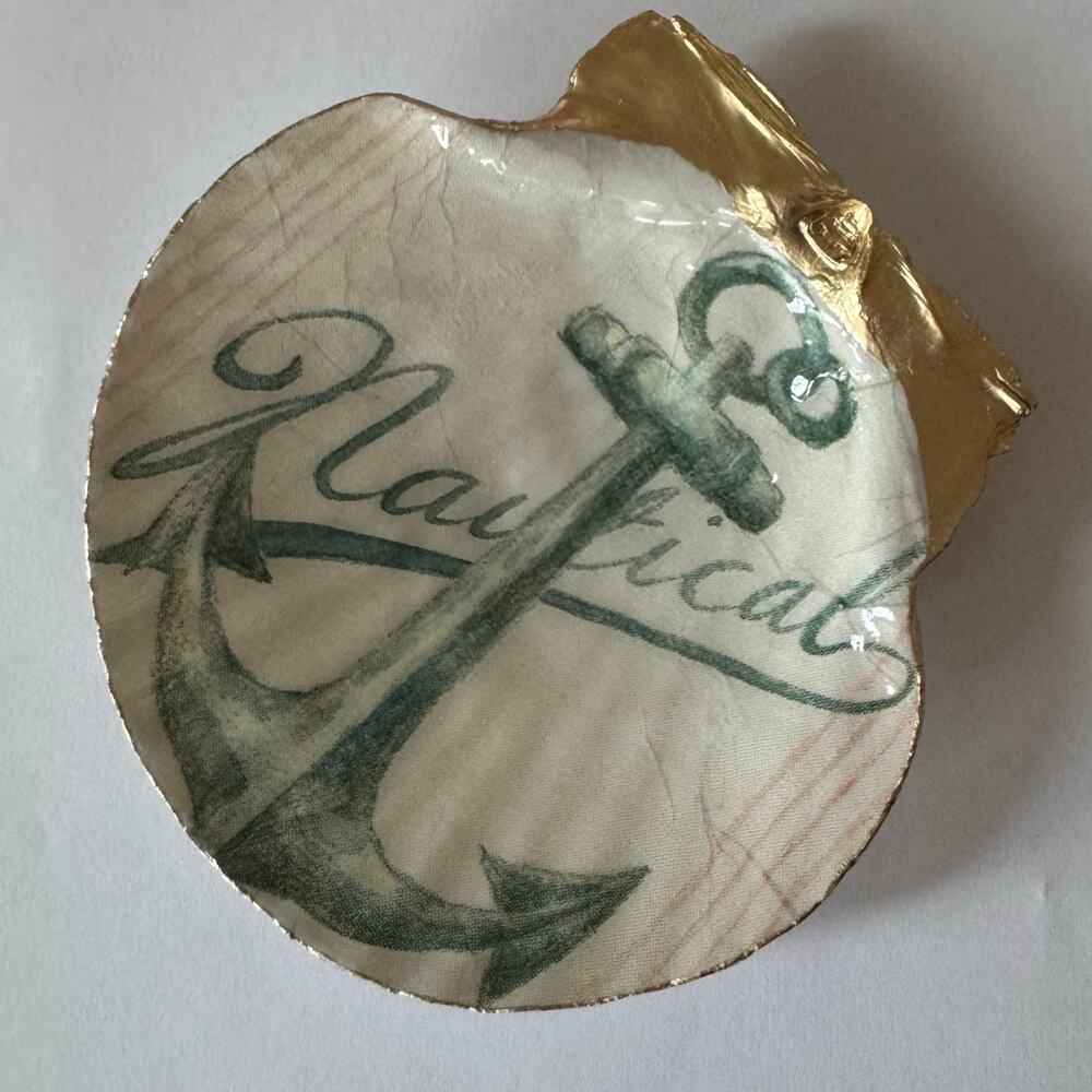 Nautical Anchor Seashell Trinket Jewelry Dish - Picture 4 of 5